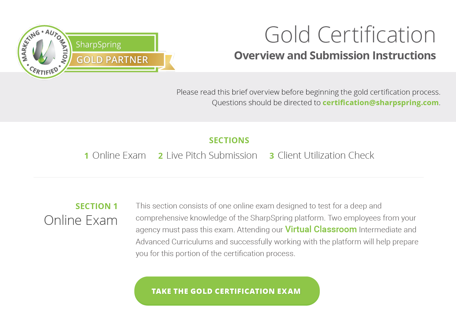 Gold Certification overview